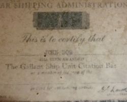 War Shipping Administration Gallant Ship Unit Citation Bar Award Card.
col. AMMM