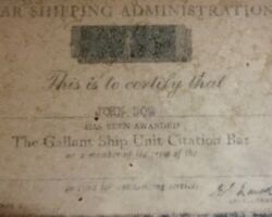 War Shipping Administration Gallant Ship Unit Citation Bar Award Card.
col. AMMM
