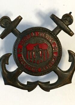 War Shipping Administration, U.S. Maritime Service training cadre CPO/trainee. Garrison hat badge. 1942-1947.